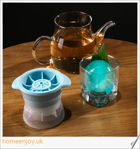 Ball-shaped silicone ice mold for creating large, perfectly chilled ice cubes for drinks
