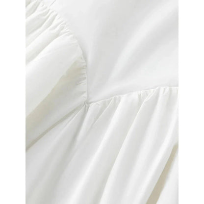 Elegant French white suspender long dress made from premium 100% cotton for effortless style