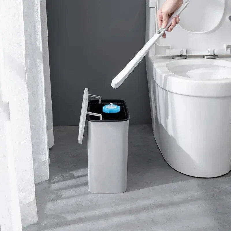 Disposable Toilet Brush Cleaner Kit with 3-layer brush head and stylish storage compartment