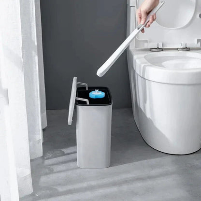 Disposable Toilet Brush Cleaner Kit with 3-layer brush head and stylish storage compartment