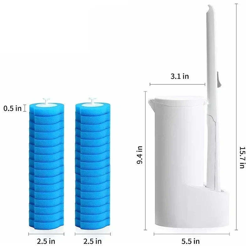 Disposable Toilet Brush Cleaner Kit with 3-layer brush head and stylish storage compartment