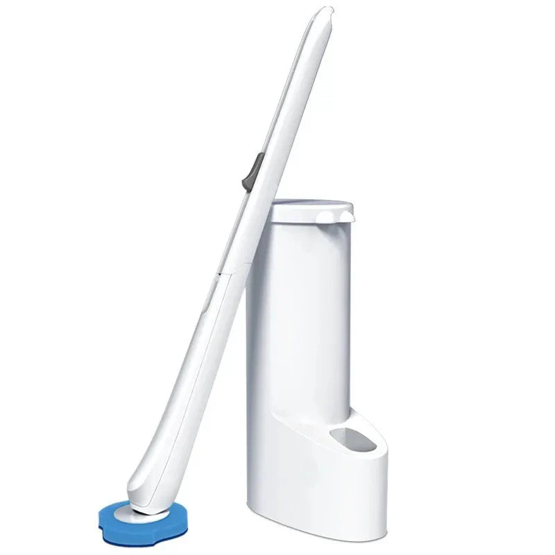 Disposable Toilet Brush Cleaner Kit with 3-layer brush head and stylish storage compartment
