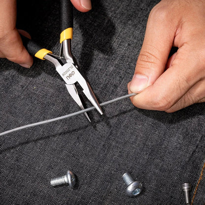 5-inch mini long nose pliers with wire cutting capabilities, made from high-quality carbon steel for durability and precision