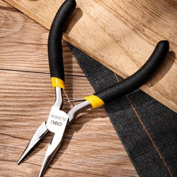 5-inch mini long nose pliers with wire cutting capabilities, made from high-quality carbon steel for durability and precision