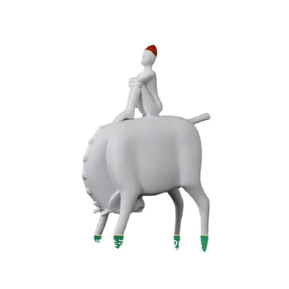 A charming white resin animal-inspired ornament for children's room decor