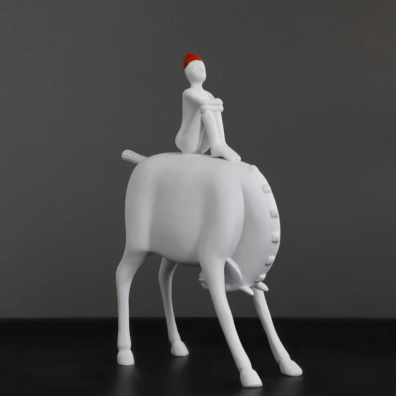A charming white resin animal-inspired ornament for children's room decor
