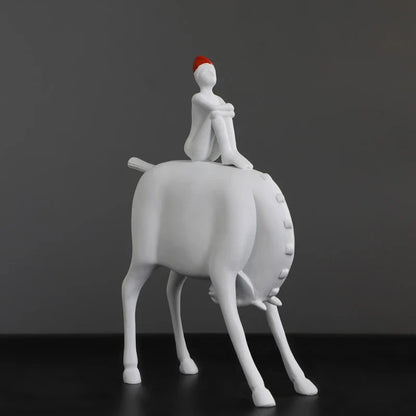 A charming white resin animal-inspired ornament for children's room decor