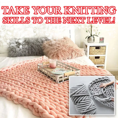 DIY Chunky Hand Knitting Tube Yarn in various colours, including blue, red, grey, pink, and white