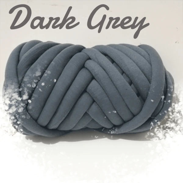 DIY Chunky Hand Knitting Tube Yarn in various colours, including blue, red, grey, pink, and white