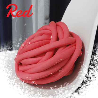 DIY Chunky Hand Knitting Tube Yarn in various colours, including blue, red, grey, pink, and white