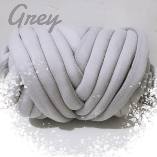 DIY Chunky Hand Knitting Tube Yarn in various colours, including blue, red, grey, pink, and white