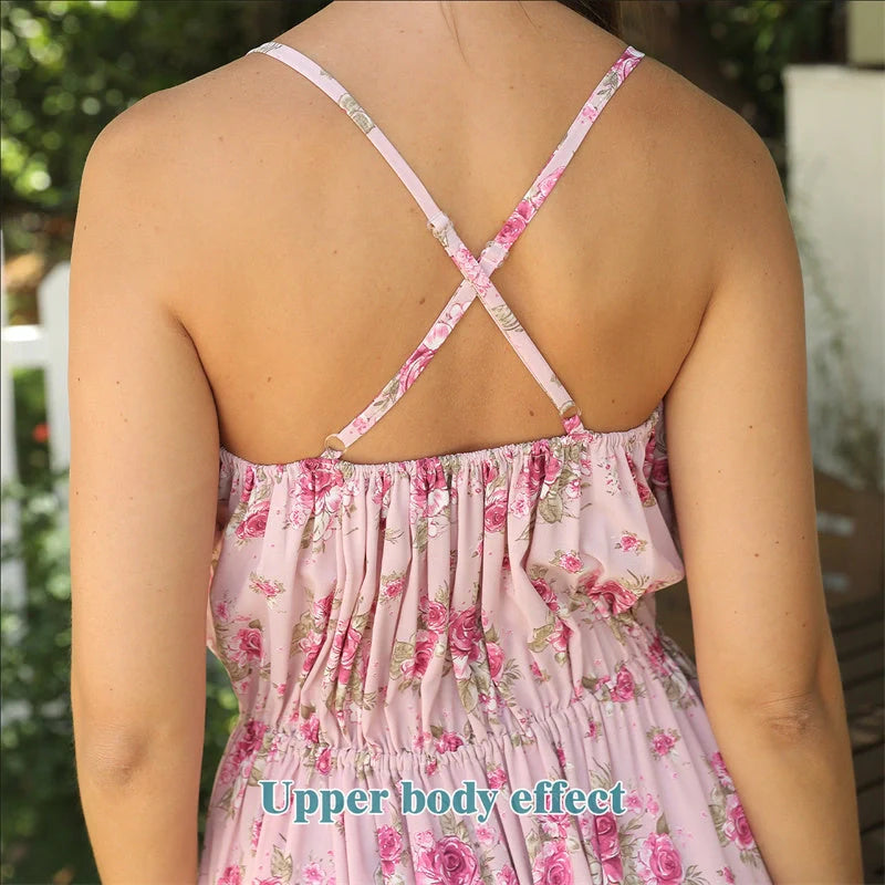 Elegant printed dresses in white colour, featuring various floral and geometric patterns, suitable for British women's fashion