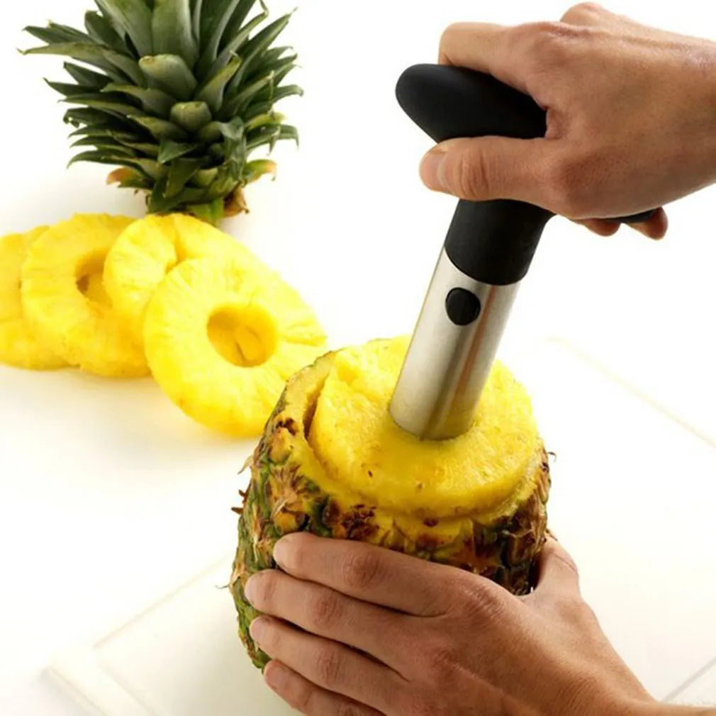 Stainless steel pineapple peeler tool with ABS handle in black, green and yellow colour options