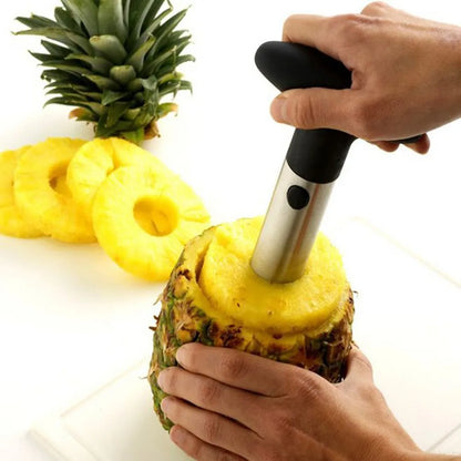 Stainless steel pineapple peeler tool with ABS handle in black, green and yellow colour options