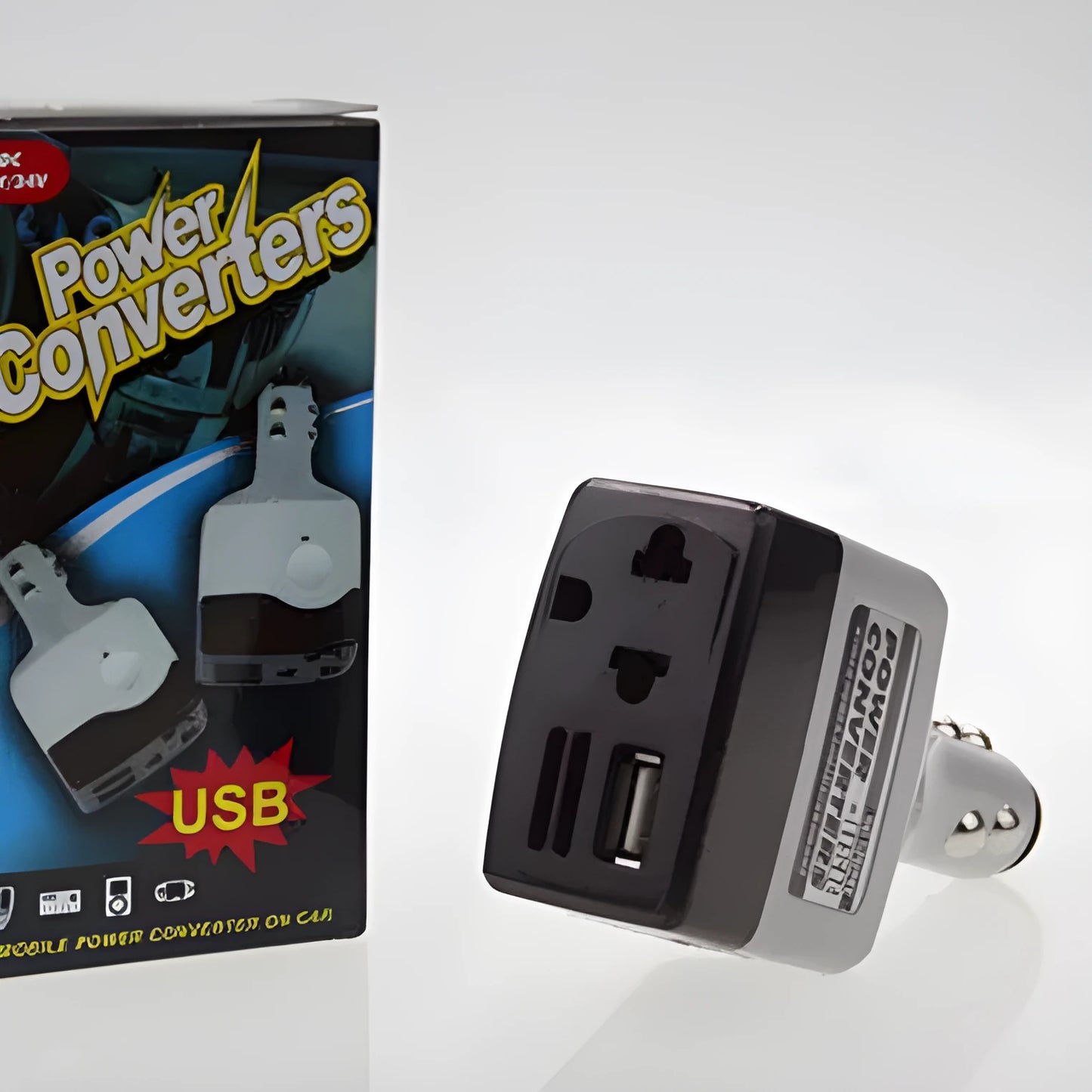 Car cigarette lighter power transformer with USB port for device charging