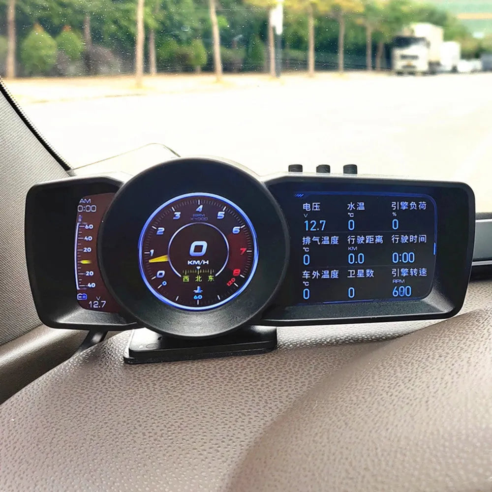 A600 OBDII driving computer with colour display showing vehicle data, GPS and BeiDou support