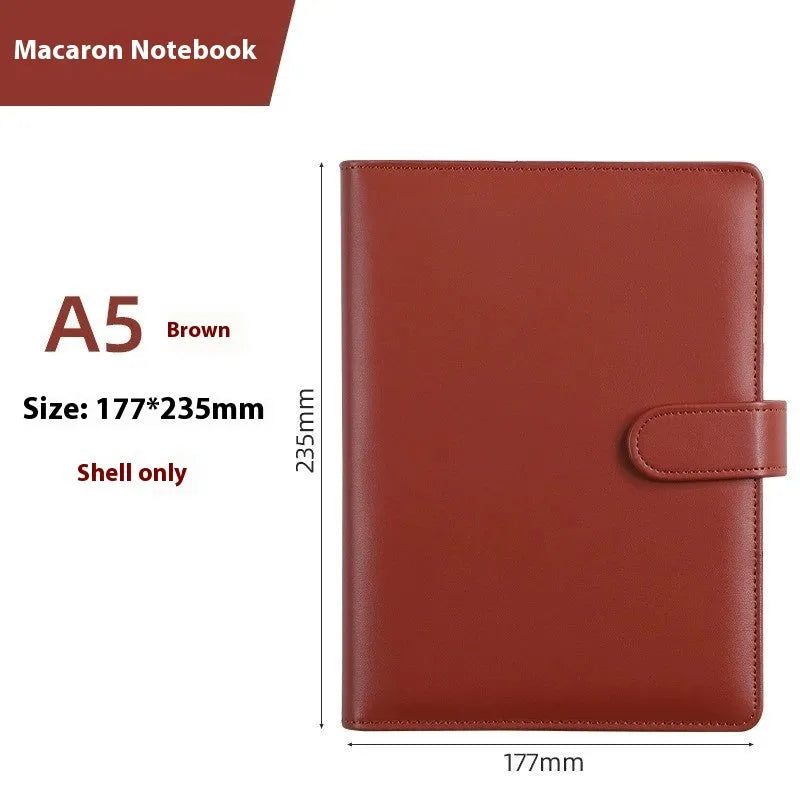 A5 PU leather notebook binder shell with zipper closure in a solid colour.