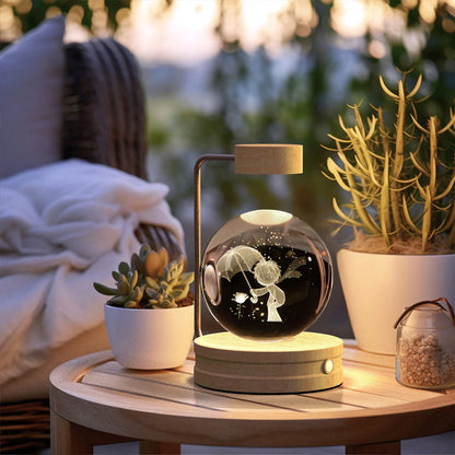 Crystal Ball Cosmic Dinosaur Indoor Night Light with USB Power and Warm Bedside Lighting