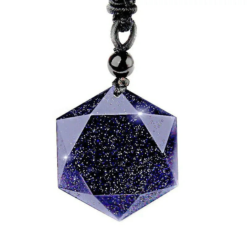 Handcrafted obsidian six-pointed star sweater chain, a unique fashion accessory