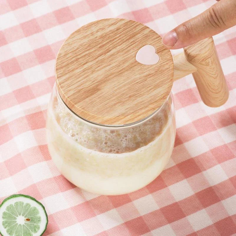 Automatic self-stirring coffee mug in various colors, with electric mixing mechanism for effortless drink preparation