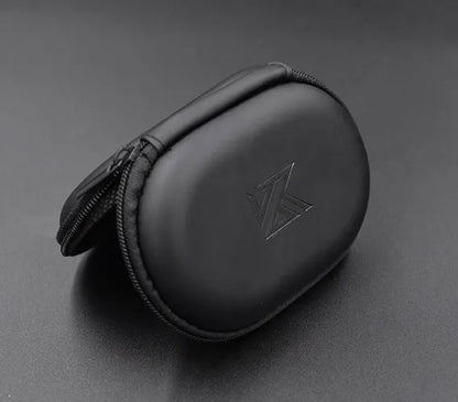 Black oval leather earphone storage bag for EDX PRO and other compatible earphone models