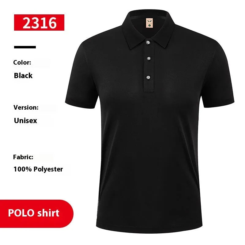 Ice silk polo shirt with advertising logo pattern in multiple colour options including white black red light blue wine red orange