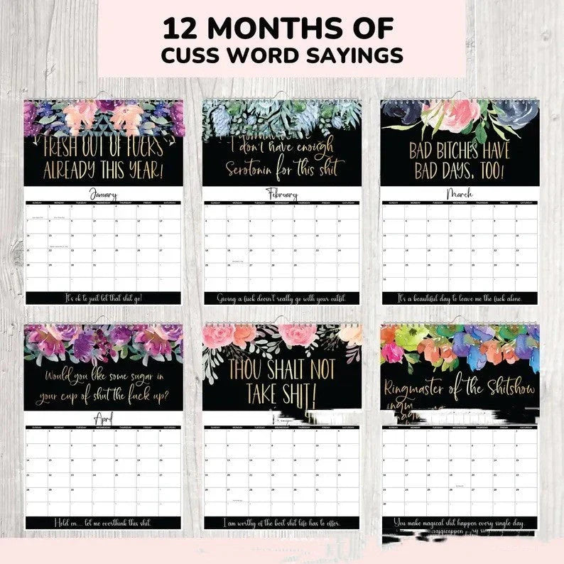 2024 Wall Calendar for Busy, Tired-Ass Women with Coil Binding, Monthly and Weekly Layouts, Meal Planner, and Humor-Filled Content