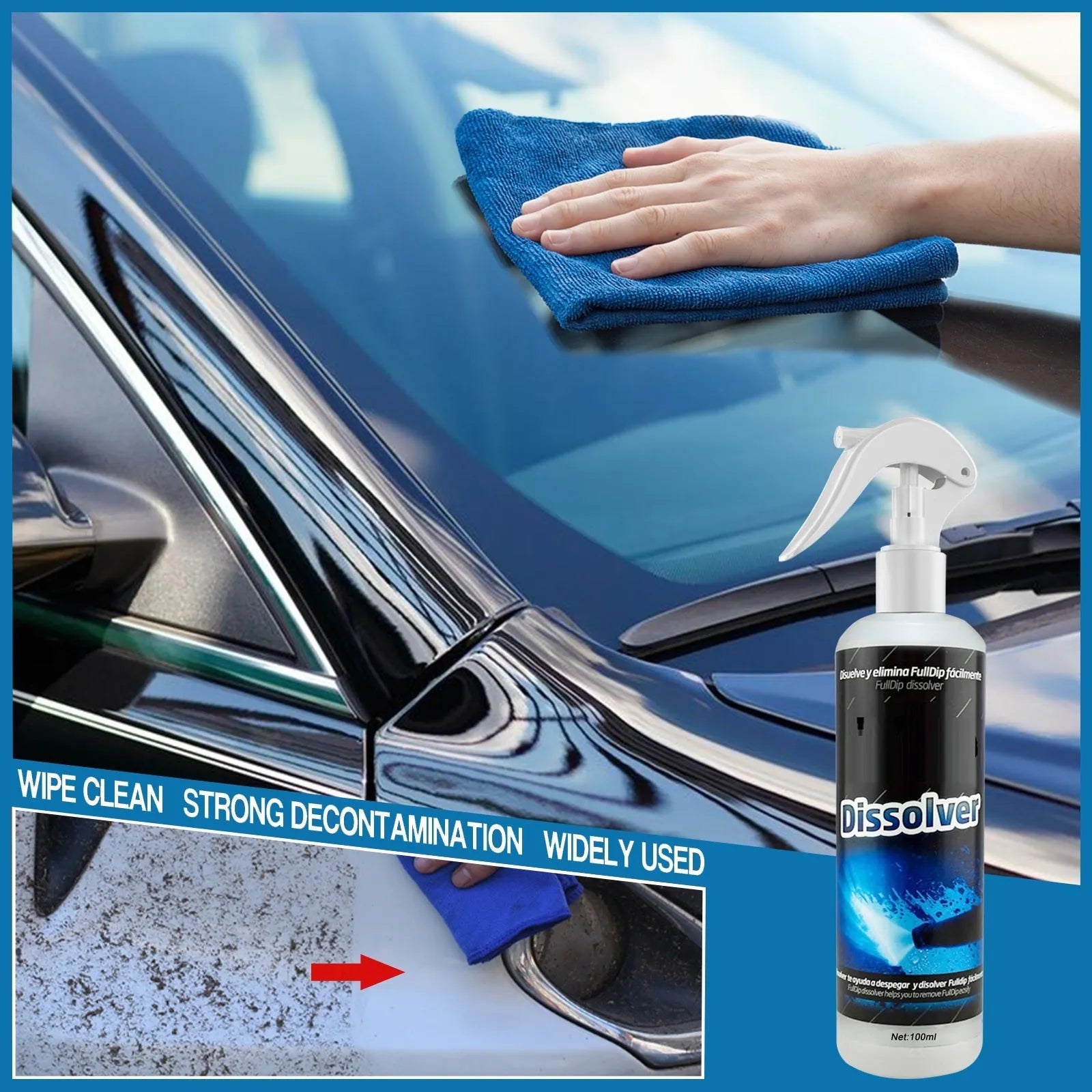 100ml bottle of car interior foam cleaning spray for seat and dashboard stain removal