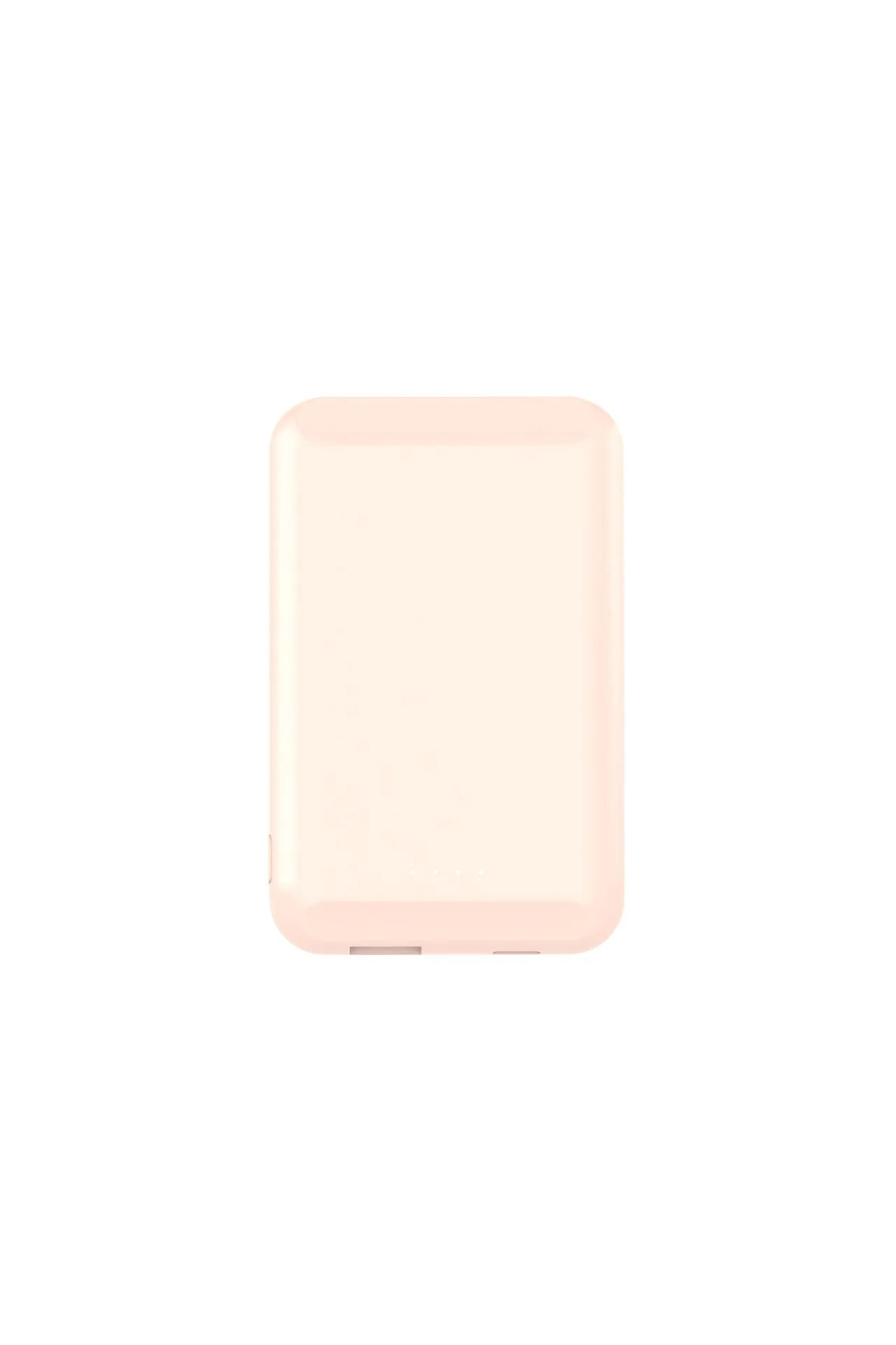 Magnetic wireless power bank in five colour options showing compact 85mm design with 5000mAh capacity