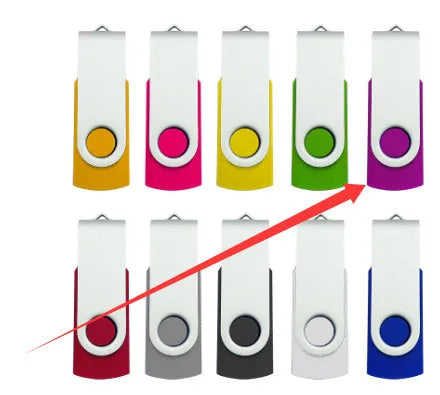 Rotating USB 2.0 flash drive with swivel mechanism in multiple colour options