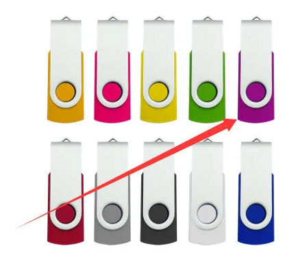 Rotating USB 2.0 flash drive with swivel mechanism in multiple colour options