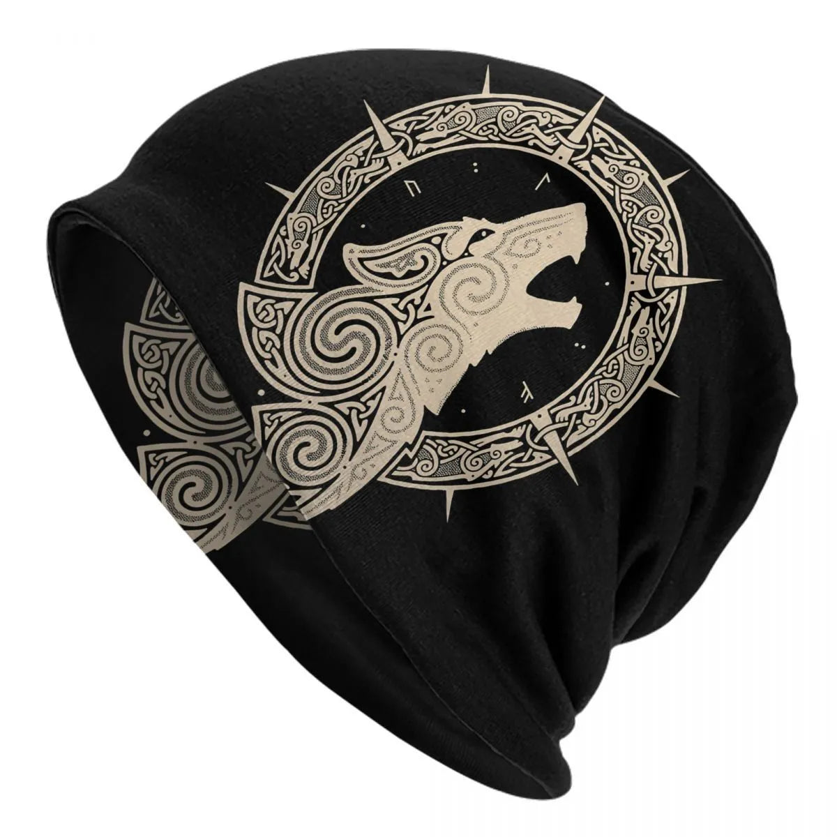 Viking totem wolf print double-layer elastic sleeve cap in various colours for hip hop street dance
