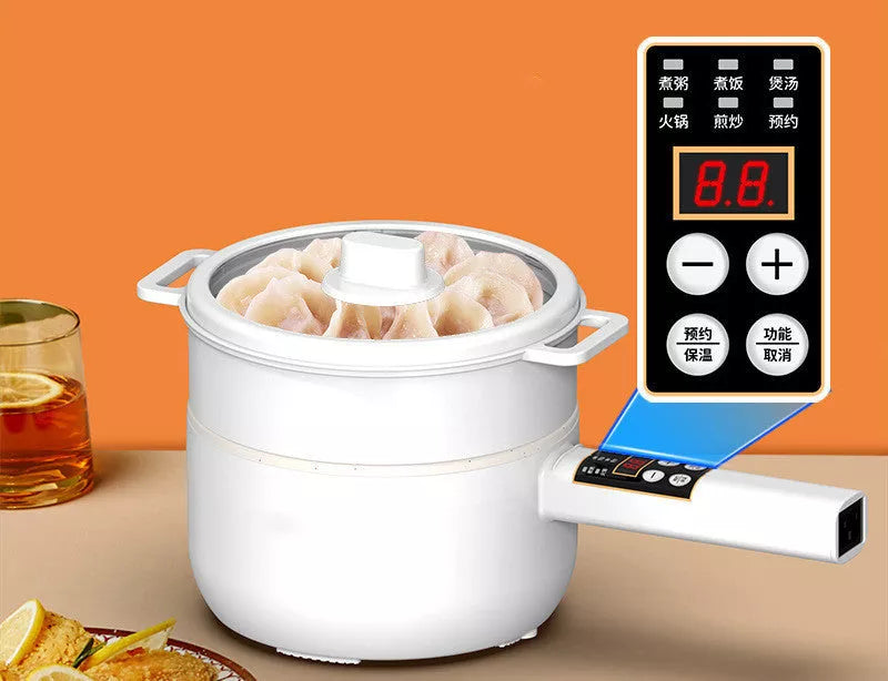 Multifunctional electric cooker with non-stick pot and glass cover