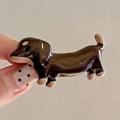 Dachshund dog barrettes hair clips with electroplated finish in cute style