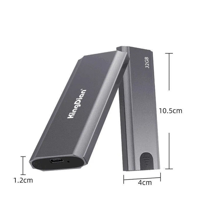 Grey external SSD with USB 3.0 interface for mobile phone direct connection