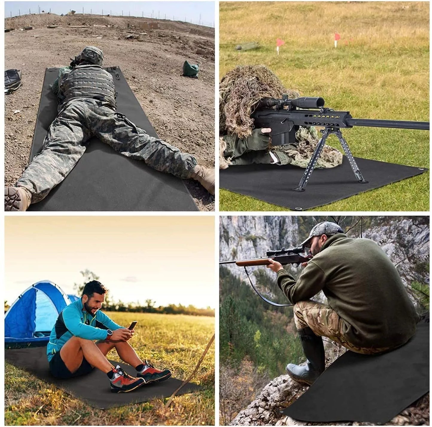 Tactical Camping Shooting Mat in black, army green, CP, and ruins camouflage, waterproof Oxford cloth, 200x75cm