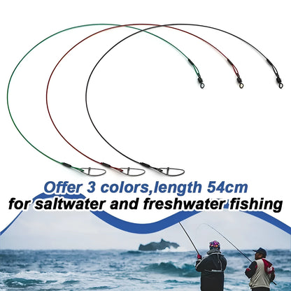 Green, black, and red 54cm copper steel wire fishing accessories with double buckle pins on fishing tackle