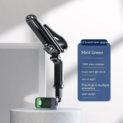 Car multi-function mobile phone bracket with one-clip design for windscreen or dashboard mounting.