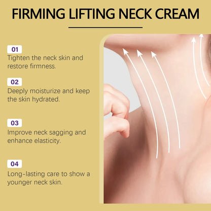 Tightening roller cream for neck lines in 8.6cm x 17.5cm container with integrated massage applicator