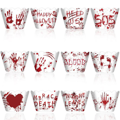Halloween cake border with red hand design for cupcake decoration