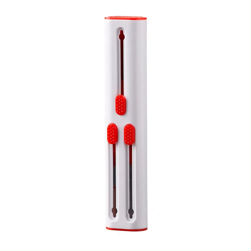 Black and white plastic earbud cleaning pen with a brush for headphones and mobile phones