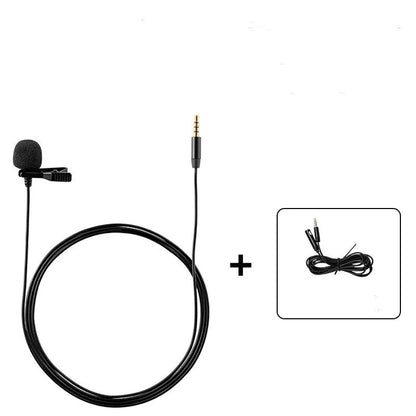 Wired lavalier lapel microphone with clip and 3.5mm jack connector for voice recording