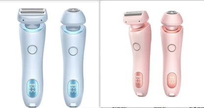 Rechargeable electric shaver for women with dual-head design for whole-body and precision hair removal