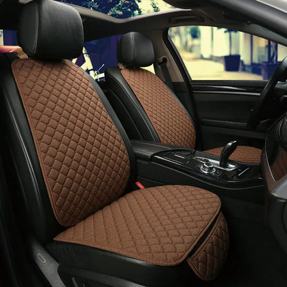 Linen car seat cushion with back support in various colour options including warm cream, coffee and Lafite red