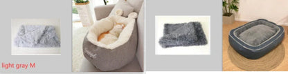 Cotton pet dog bed warming soft sleeping bag cushion in grey