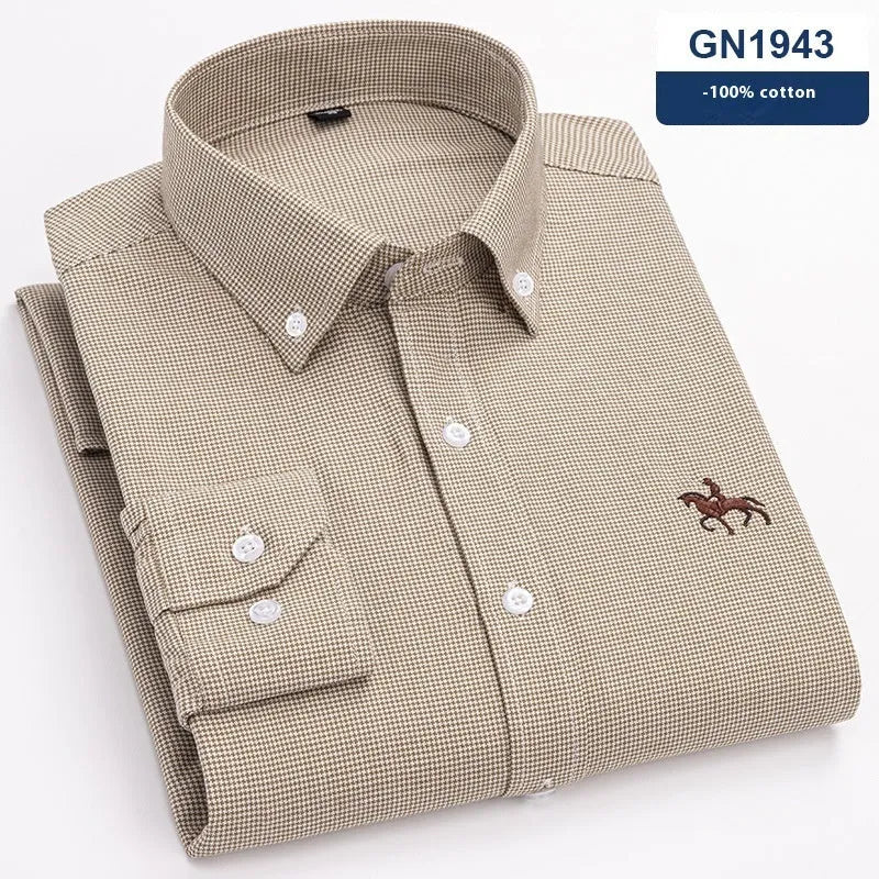Men's pure cotton Oxford shirt with button-down collar in a choice of four colours.