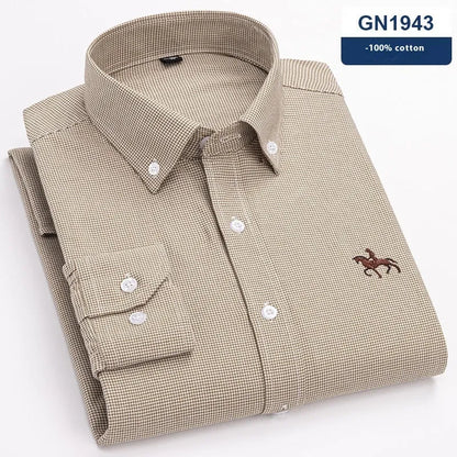 Men's pure cotton Oxford shirt with button-down collar in a choice of four colours.