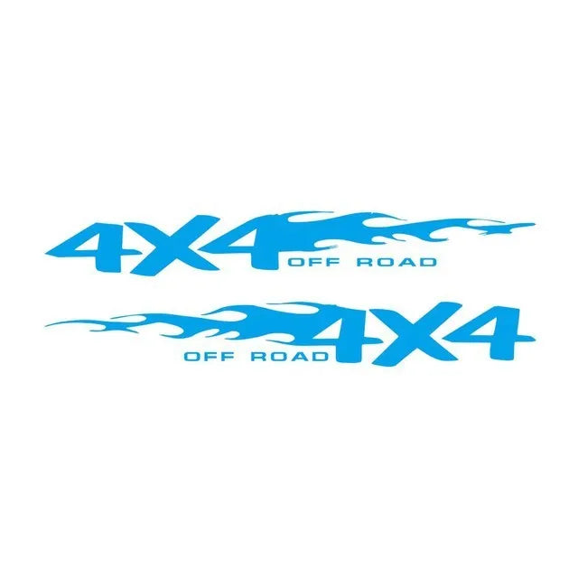 Fire Totem striped cartoon off-road design car body reflective sticker shown in multiple colours and sizes.