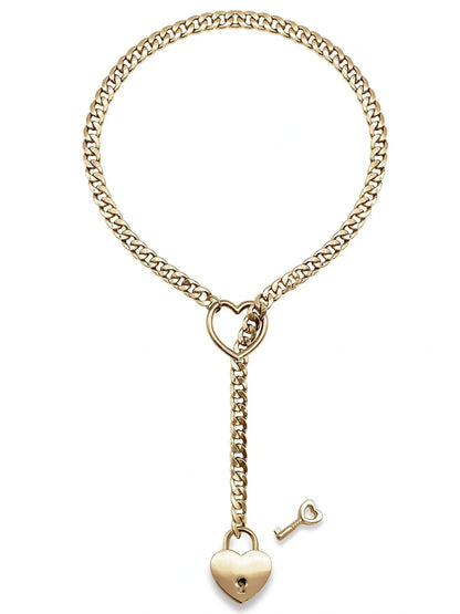 Adjustable heart-shaped O-ring slip chain necklace in alloy