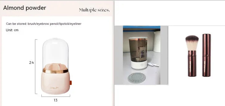 Grey and white portable electric makeup brush cleaner machine with USB charging cable
